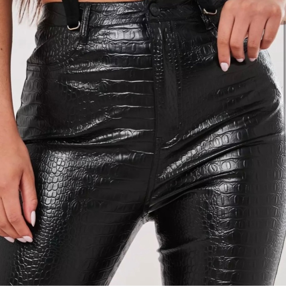 Black Croc Misguided Pants NWT